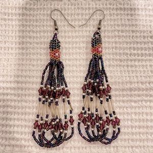 Handmade Authentic Vintage Native American Indian Tribal Beaded Earrings